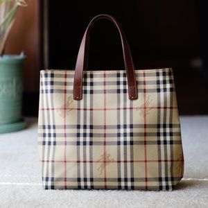 Authentic Burberry Haymarket Top Handle Tote